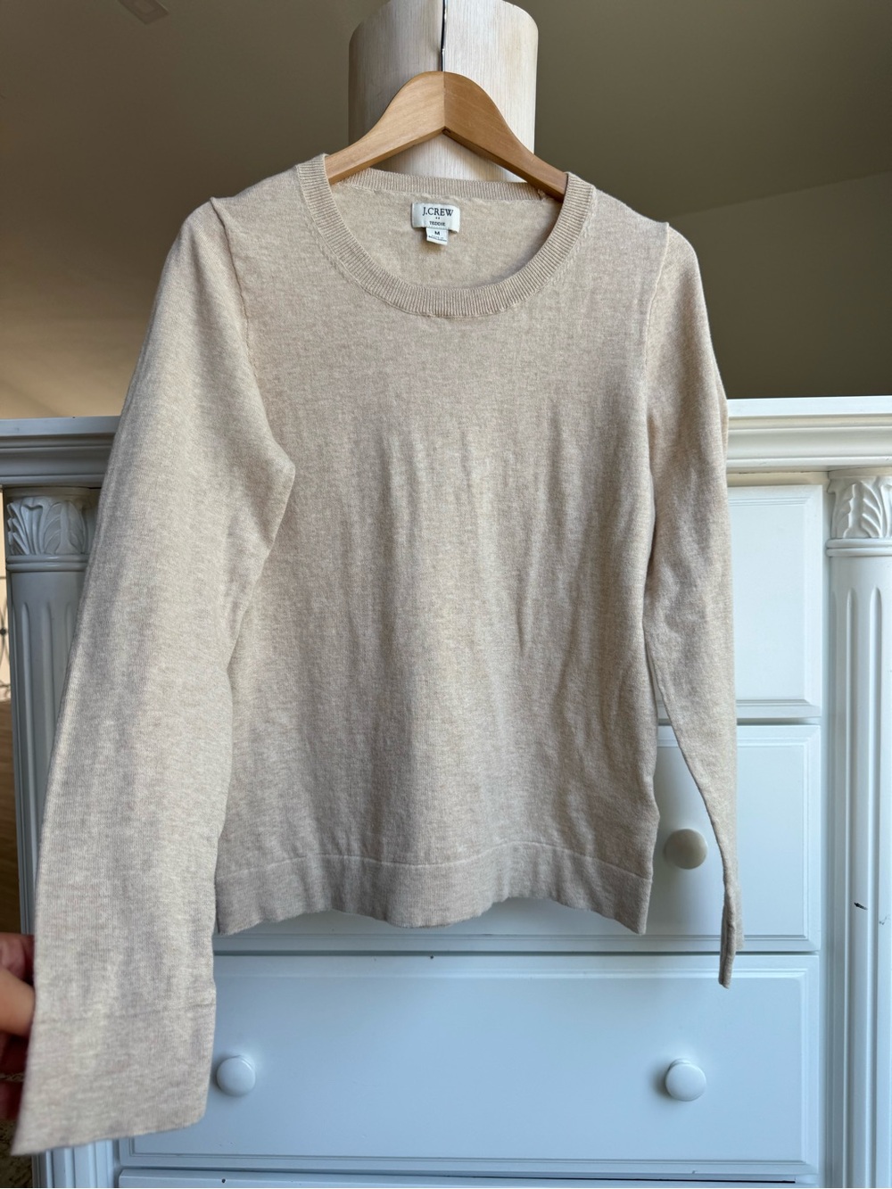 J.Crew Teddie 100% Cotton Knit Sweater Beige Size M